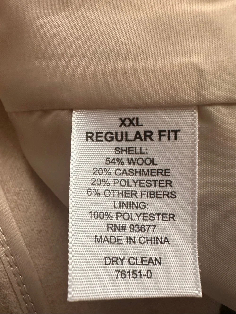 198 Stafford 54% Wool 20% Cashmere Blend Sport Coat Blazer Men’s Sz XXL Taupe